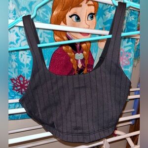 Pinestripe Charcoal grey sports bra